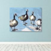 Friendly Canada Geese 2012 Canvas Afdruk (Insitu (Houten vloer))