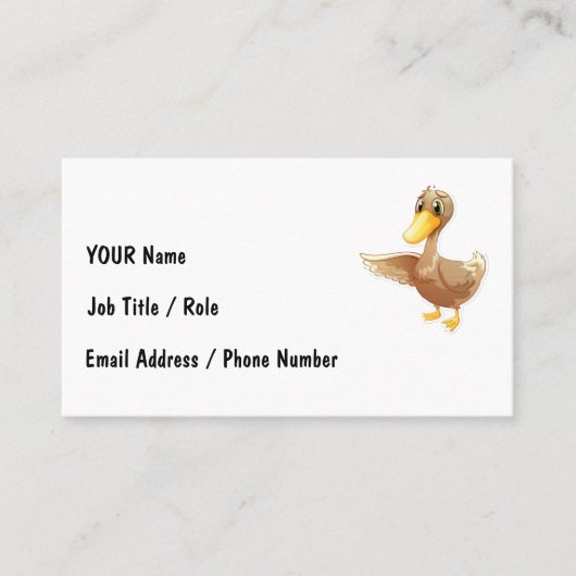 Friendly Cartoon Duck with Contact Info Visitekaartje (Voorkant)
