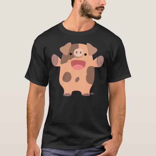 Friendly Cartoon Pig T-shirt (Voorkant)