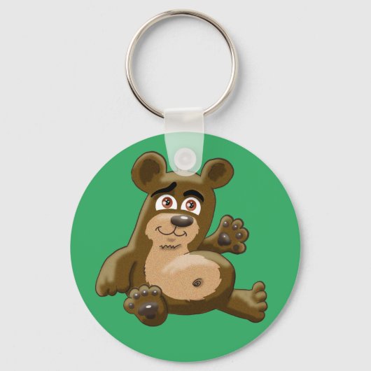 Friendly Cartoon Teddy Bear Sleutelhanger (Voorkant)