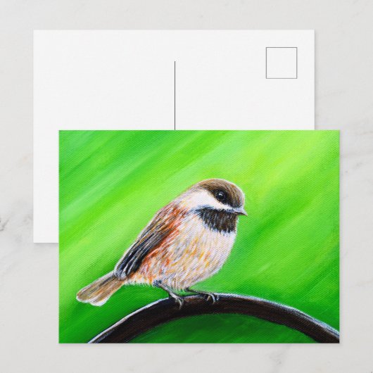 Friendly Chickadee Painting Briefkaart (Voorkant / Achterkant)