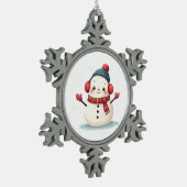 Friendly Cozy Kawaii Snowman Snowflake Tin Sneeuwvlok Ornament (Links)