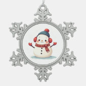 Friendly Cozy Kawaii Snowman Snowflake Tin Sneeuwvlok Ornament (Voorkant)