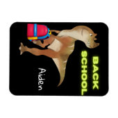 Friendly Dinosaur met rugzak "Terug naar school" Magneet (Horizontaal)