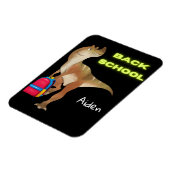Friendly Dinosaur met rugzak "Terug naar school" Magneet (Linkerzijde)