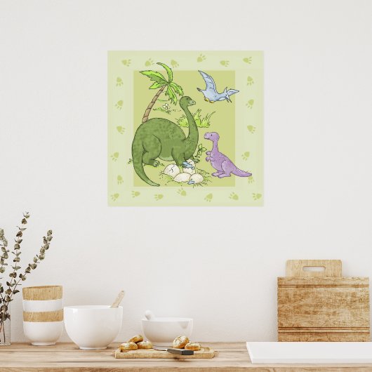 Friendly Dinosaurs Poster (Keuken)