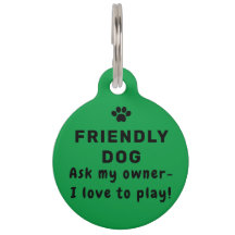 Friendly Dog ID Label in Green
