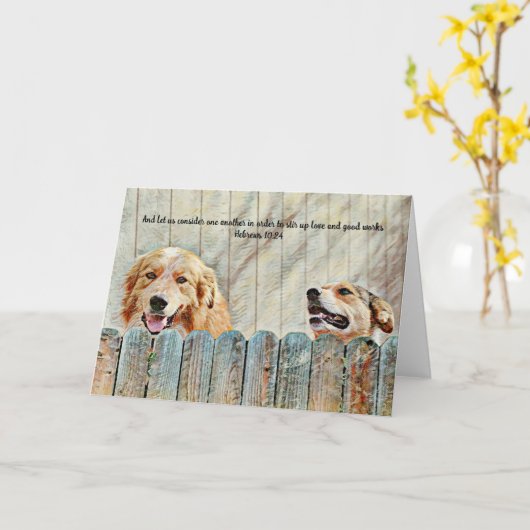 Friendly Dog Pals glimlachend bijbelse Kaart (Gele Bloem)