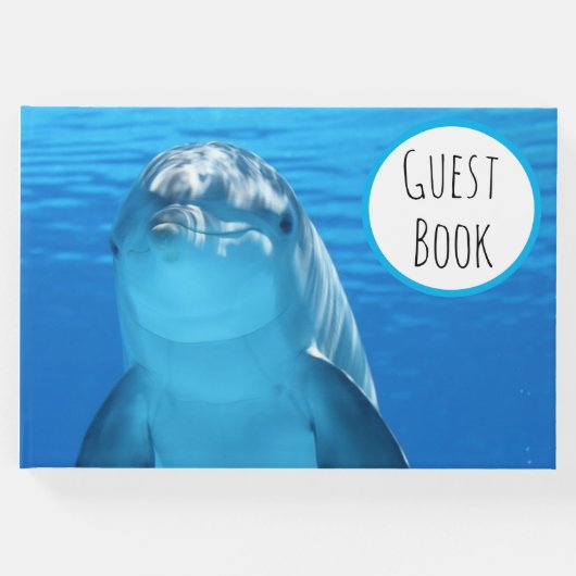 Friendly Dolphin Blue Zee Guest Book Gastenboek (Voorkant)