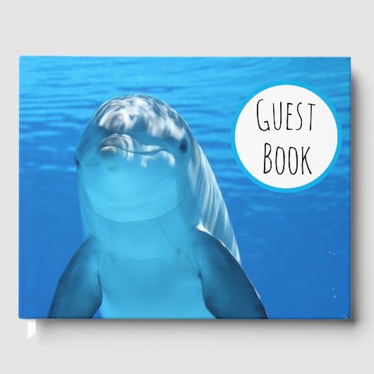 Friendly Dolphin Blue Zee Guest Book Gastenboek (Voorkant)