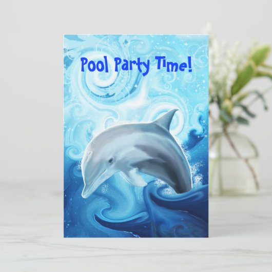 Friendly Dolphin Spel in Ocean Invitation Kaart (Staand voorkant)