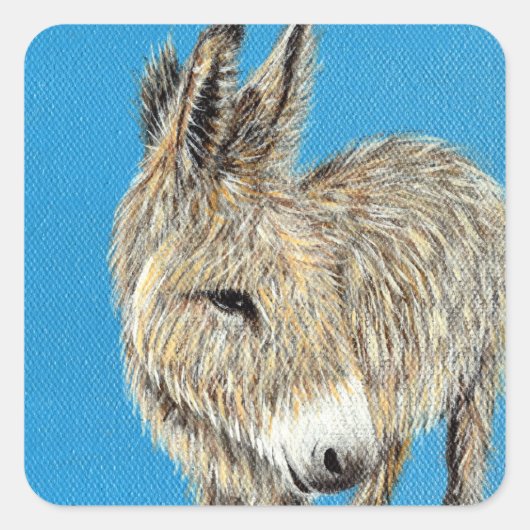 Friendly Donkey Painting Vierkante Sticker (Voorkant)
