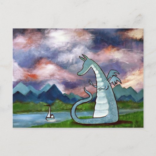 Friendly Dragon Art Briefkaart Cute Whimsical (Voorkant)