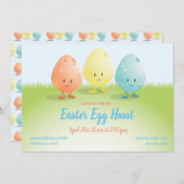 Friendly Easter Hunt Horizontal Cartoon Kaart (Voorkant / Achterkant)