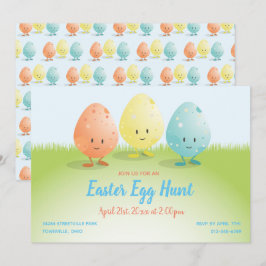 Friendly Easter Hunt Horizontal Cartoon Kaart