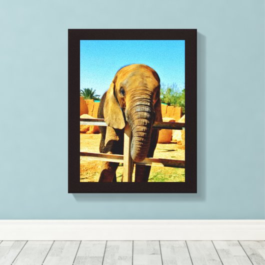 Friendly Elephant Canvas Afdruk (Insitu (Houten vloer))