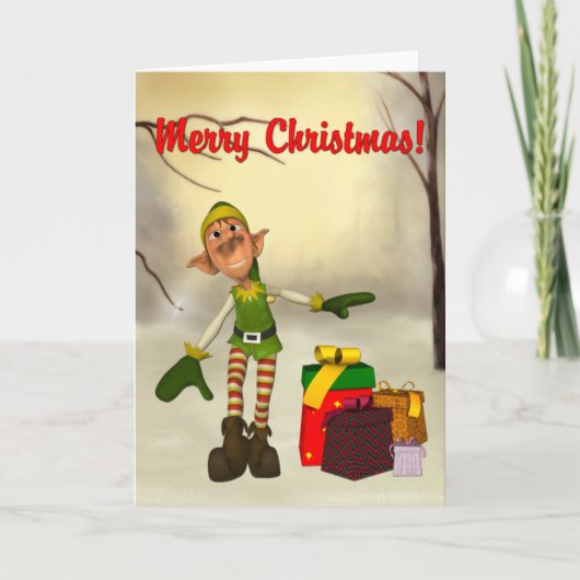 Friendly Elf-kerstKaart Feestdagen Kaart (Voorkant)