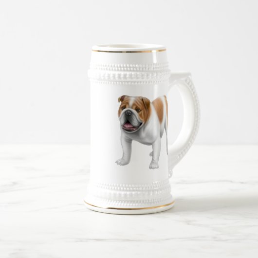 Friendly English Bulldog Stein Bierpul (Voorkant rechts)