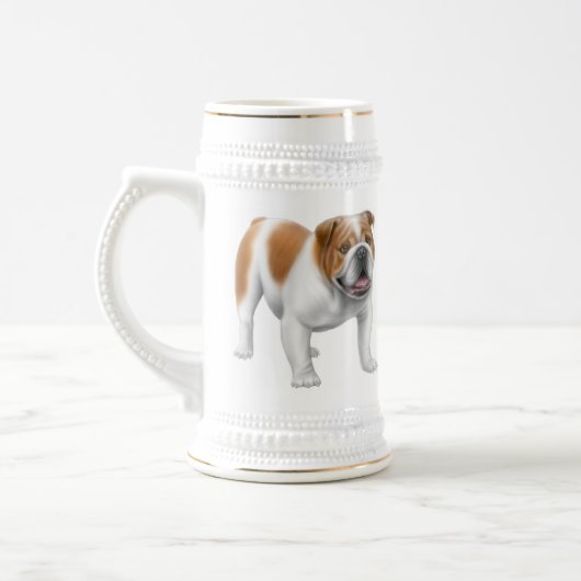 Friendly English Bulldog Stein Bierpul (Links)