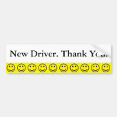 Friendly Face New Driver Dank je tekst Bumpersticker (Voorkant)