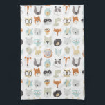 Friendly Faces | Portretten van stutdieren Theedoek<br><div class="desc">Deze waterverf print bevat schattige diergezichten | Door June Erica Vess</div>