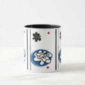 Friendly Flower coffeesmok zwart blauw rood Mok (Midden)