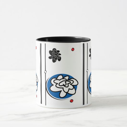 Friendly Flower coffeesmok zwart blauw rood Mok (Midden)