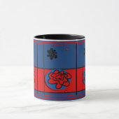 Friendly Flower coffeesse mok vivid blue red (Midden)