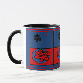 Friendly Flower coffeesse mok vivid blue red