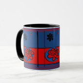 Friendly Flower coffeesse mok vivid blue red (Voorkant links)