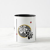 Friendly Flower coffy mok elegant red yellow grijs (Midden)