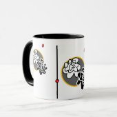 Friendly Flower coffy mok elegant red yellow grijs (Voorkant links)