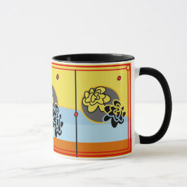 Friendly Flower mok extra blue yellow stripe red