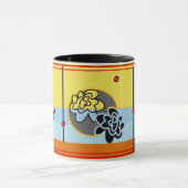 Friendly Flower mok extra blue yellow stripe red (Midden)