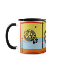 Friendly Flower mok extra blue yellow stripe red