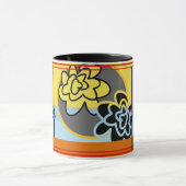 Friendly Flower mok extra blue yellow stripe red (Midden)