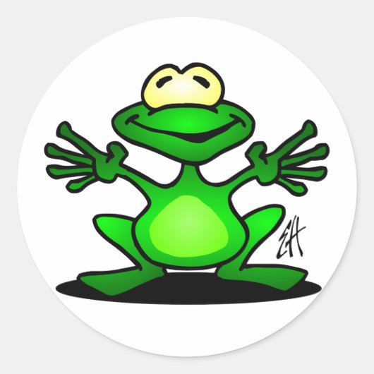 Friendly Frog Ronde Sticker (Voorkant)