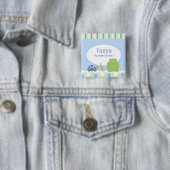 Friendly Frog & Turtle Baby shower Name Tag Button (In situ)