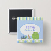 Friendly Frog & Turtle Baby shower Name Tag Button (Voorkant /achterkant)