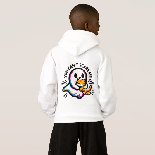Friendly Ghost & Cat Whimsical Halloween Hoodie (Achterkant volledig)