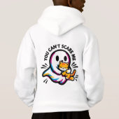Friendly Ghost & Cat Whimsical Halloween Hoodie (Achterkant)