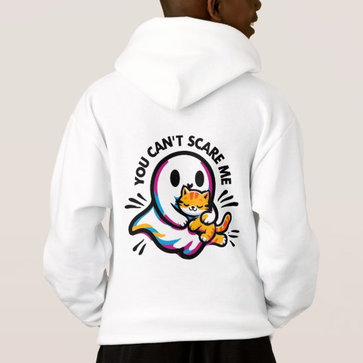 Friendly Ghost & Cat Whimsical Halloween Hoodie (Achterkant)
