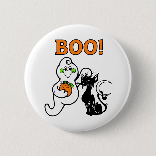 Friendly Ghost en Black Cat Ronde Button 5,7 Cm (Voorkant)