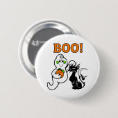 Friendly Ghost en Black Cat Ronde Button 5,7 Cm (Voorkant /achterkant)