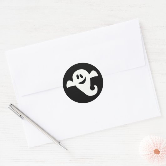 Friendly Ghost Halloween Ronde Sticker (Envelop)