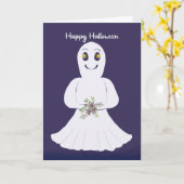 Friendly Ghost Halloween voor kinderen Kaart (Gele Bloem)