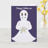 Friendly Ghost Halloween voor kinderen Kaart (Gele Bloem)
