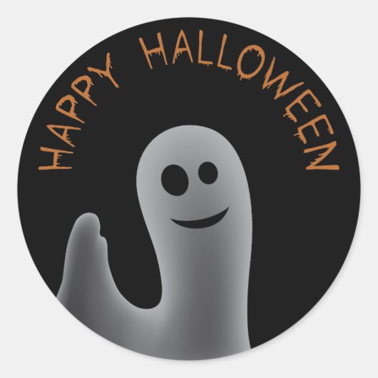 Friendly Ghost (Happy Halloween) Ronde Sticker (Voorkant)