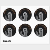 Friendly Ghost (Happy Halloween) Ronde Sticker (Vel)