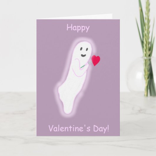 Friendly Ghost Happy Valentine's Day-kaarten Kaart (Voorkant)